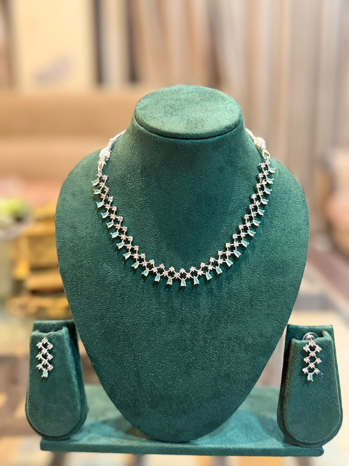 Mint Lattice Necklace Set