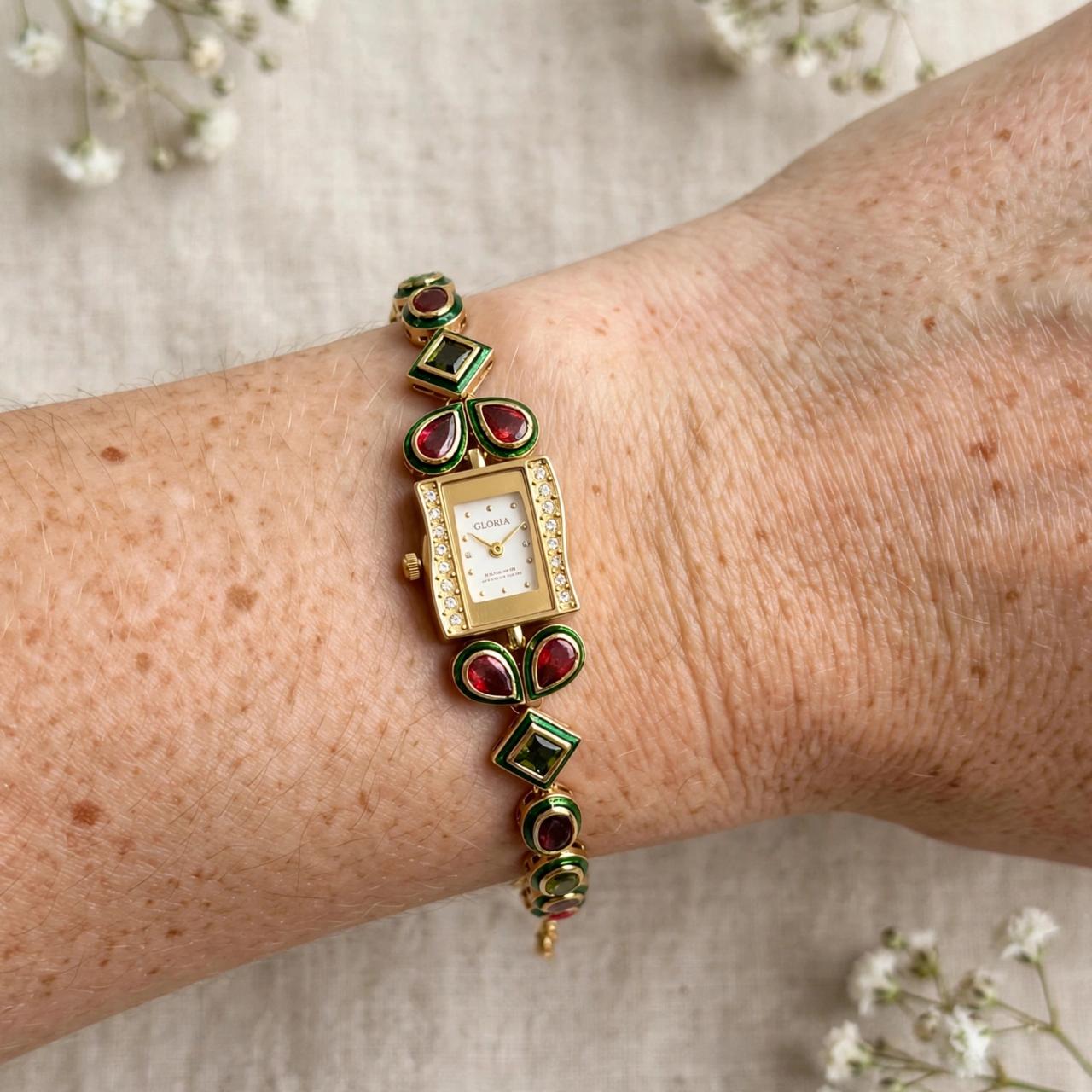Ruby Emerald Watch Bracelet