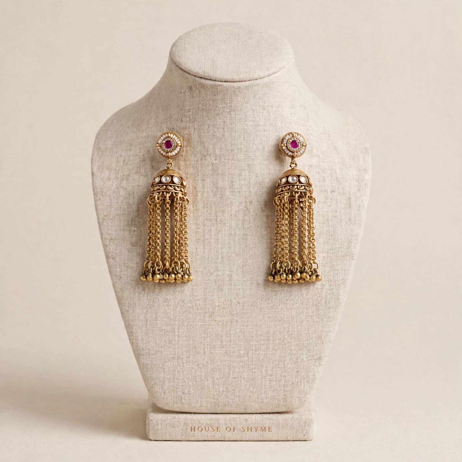 Meherin Pearl Kundan Tassel Earrings