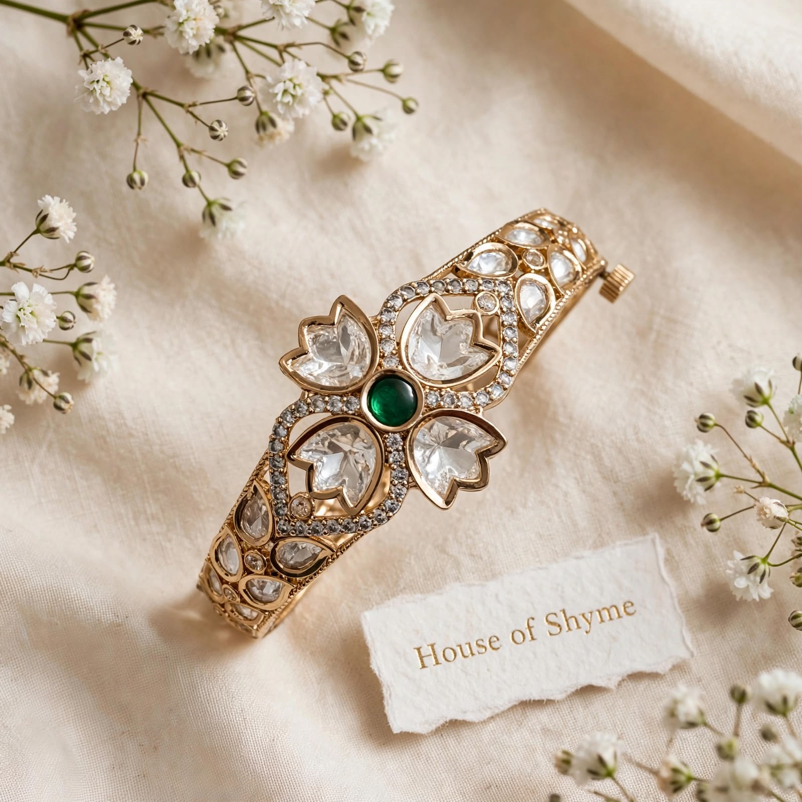 Meraki Emerald Polki Bracelet