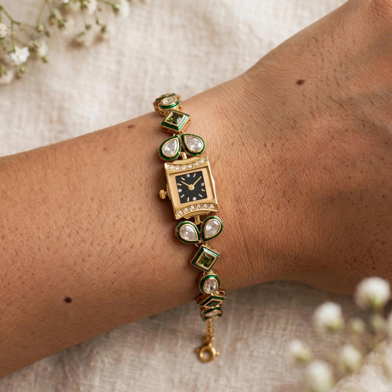 Emerald Deco Watch Bracelet