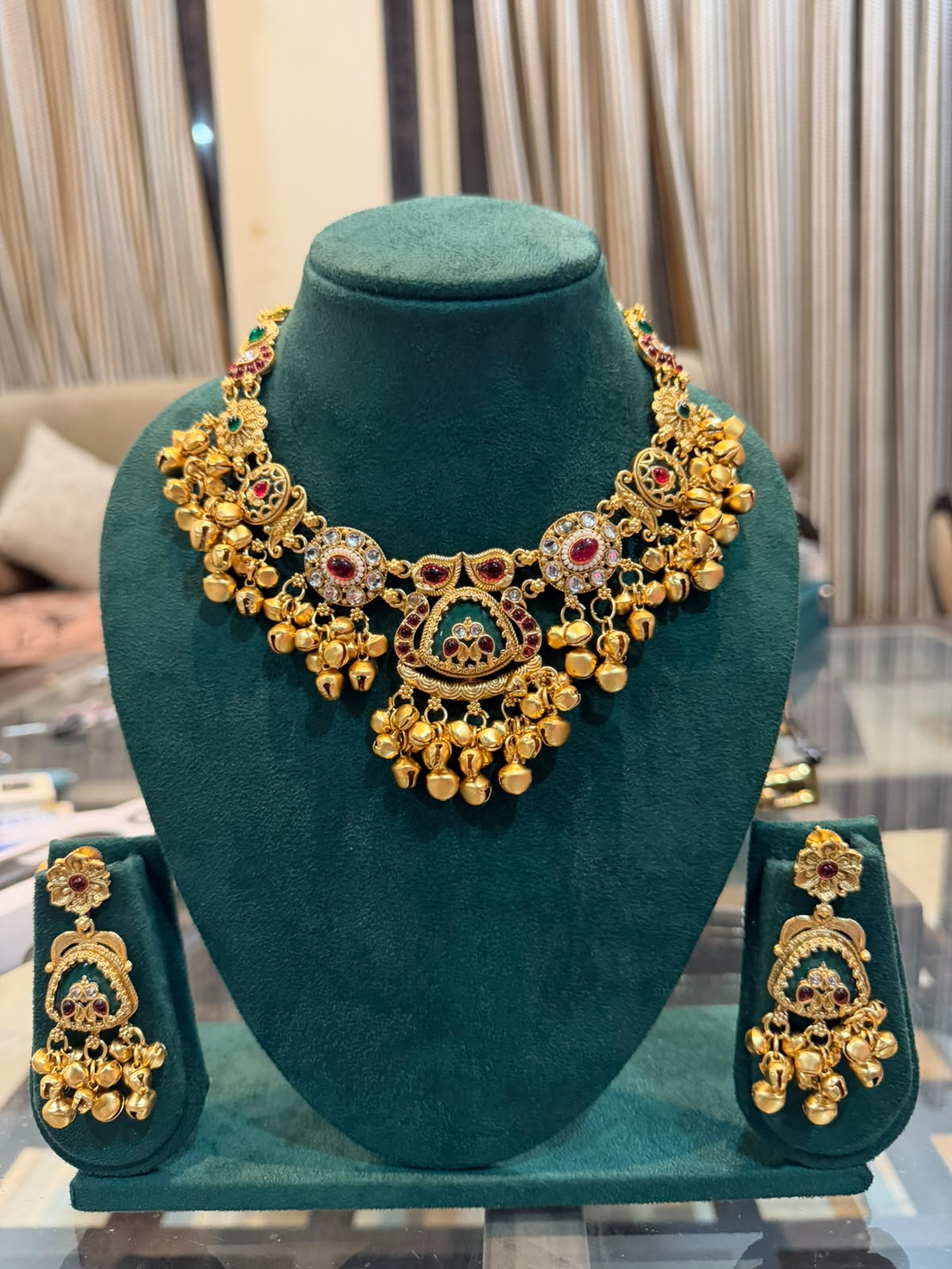 Antique Gold Ghungroo Bridal Necklace Set
