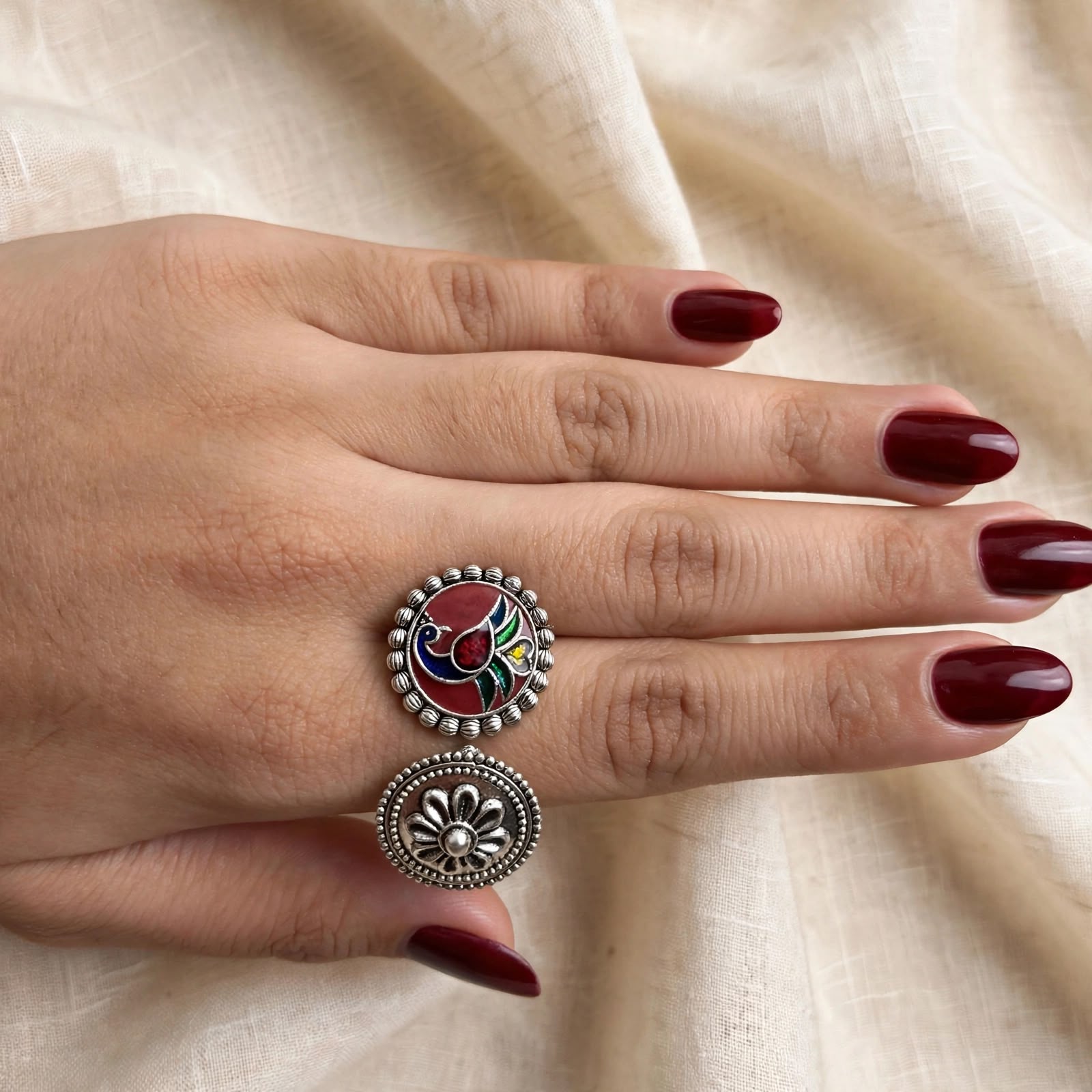 Mayura Enamel Stud Ring Set