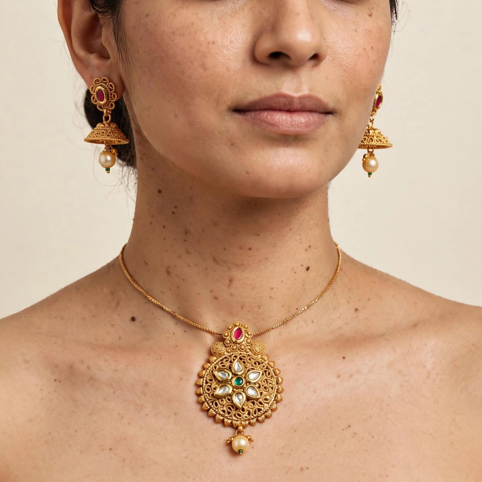 Kamalini Kundan Pendant Set