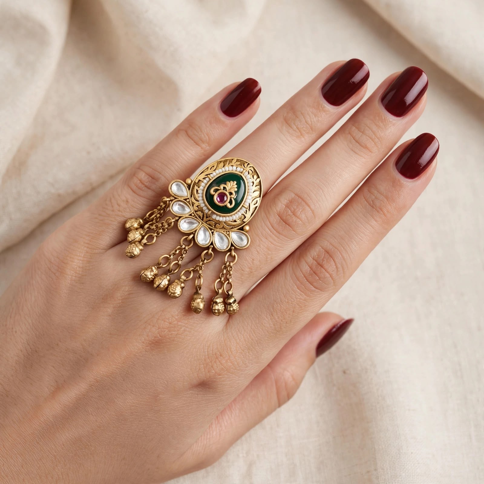 Meherunnisa Emerald Jhumki Ring