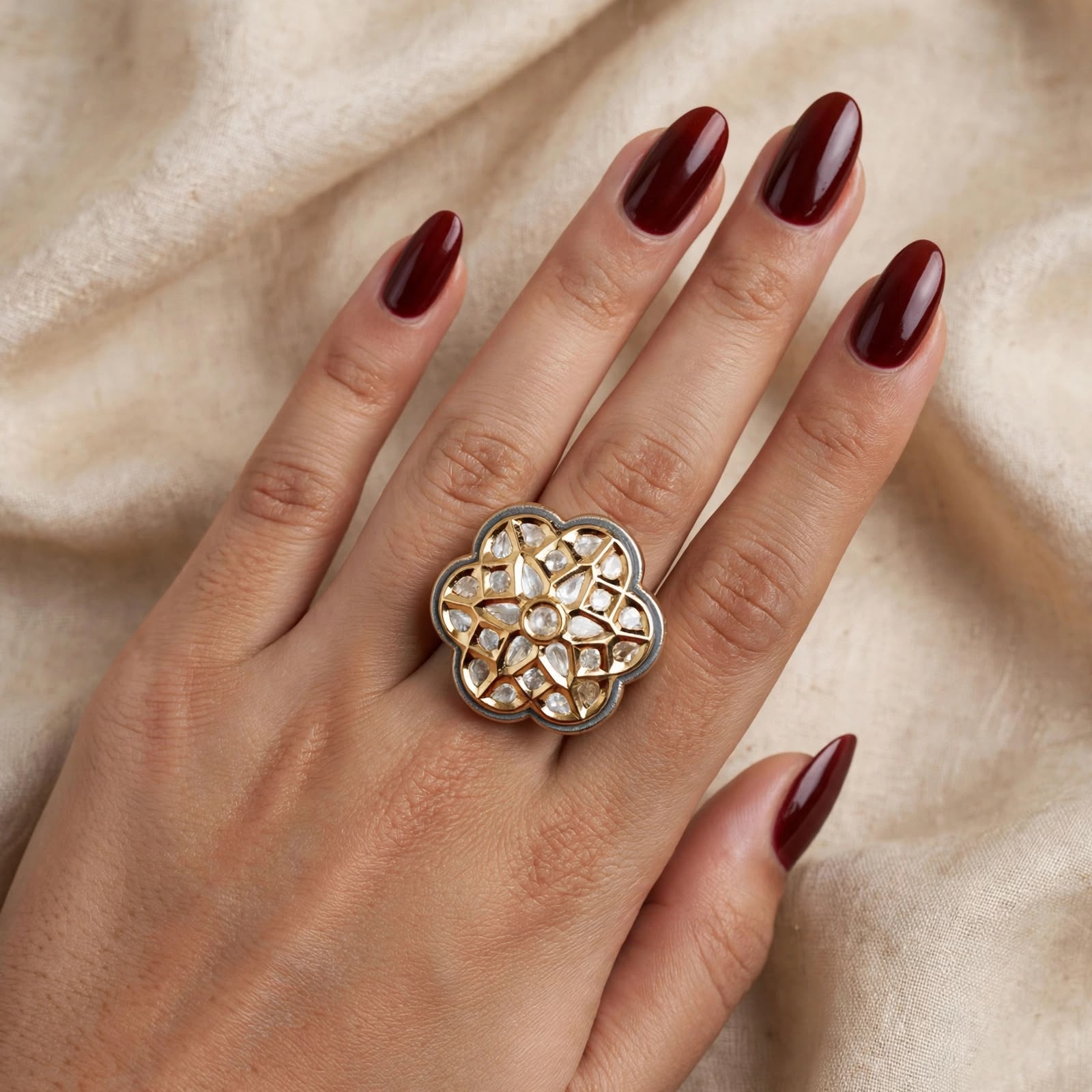 Aina Polki Flower Ring