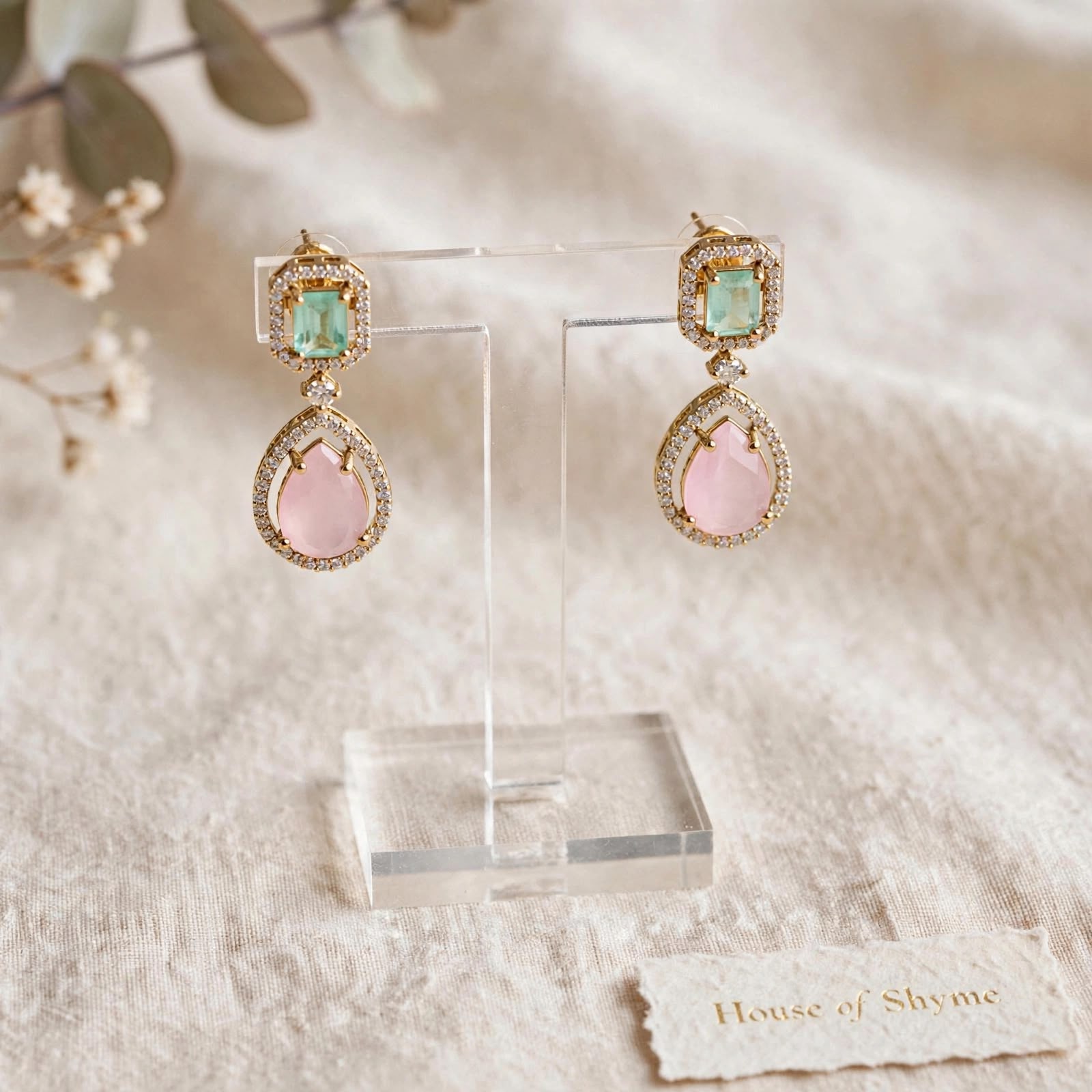 Camellia Duo-Stone Drop Earrings