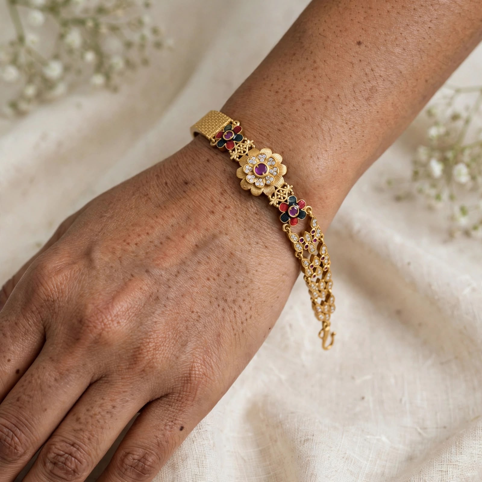 Amrapali Floral Cuff Bracelet