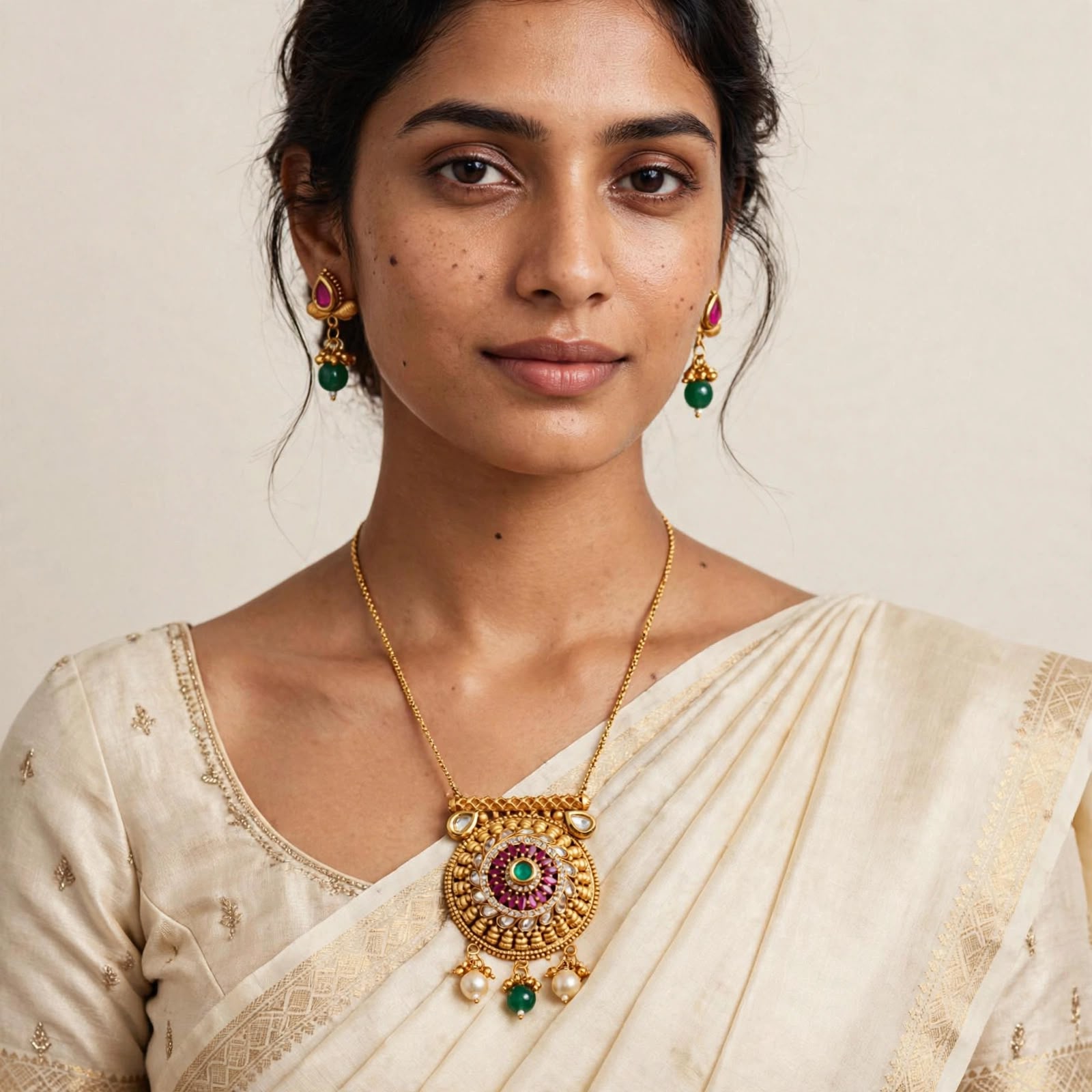 Rukmini Ruby Medallion Set