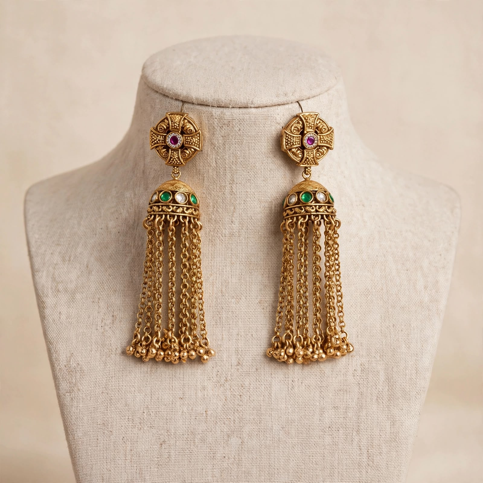 Byzantia Cross Tassel Earrings