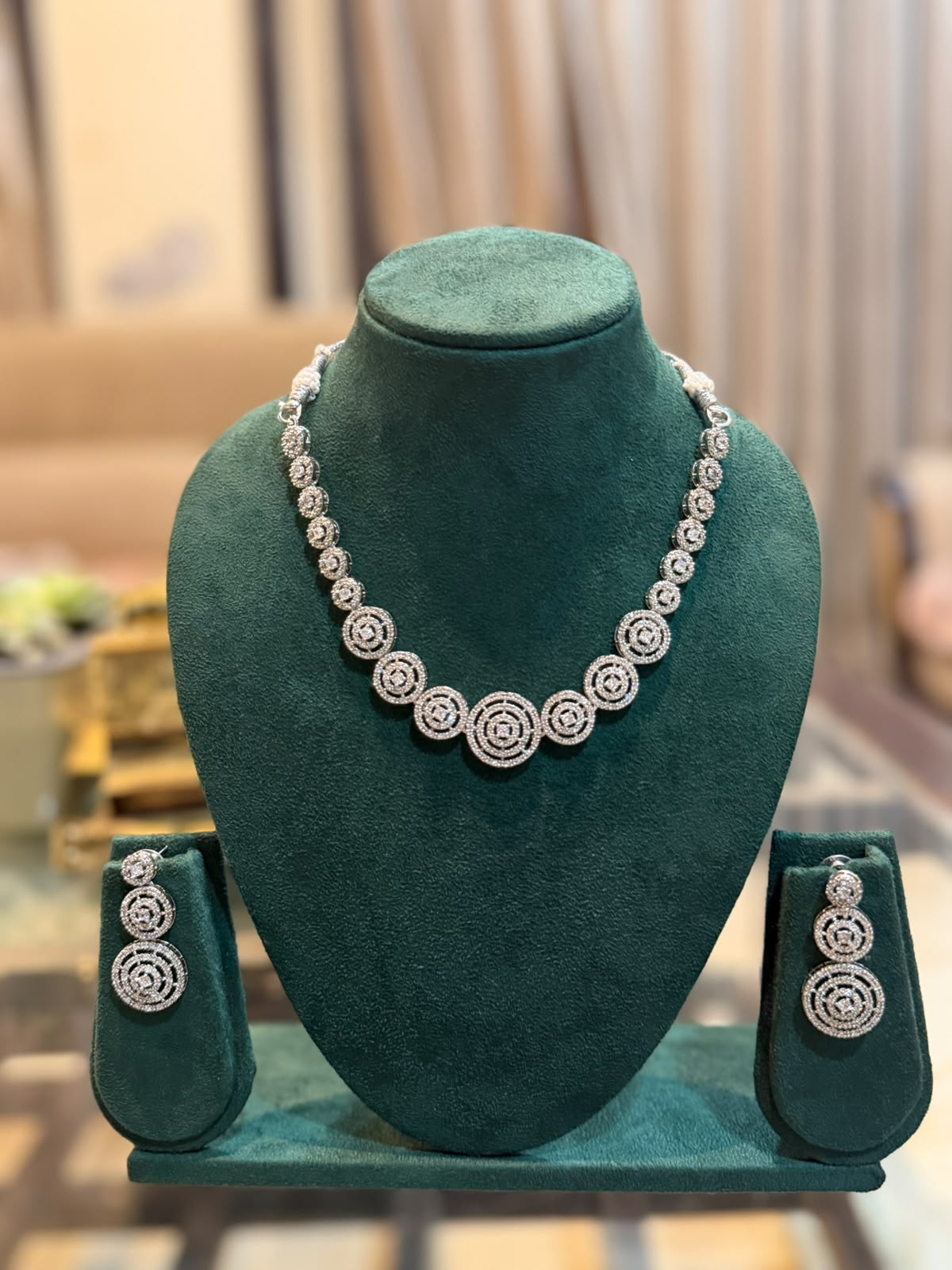 Silver Spiral Halo Necklace Set