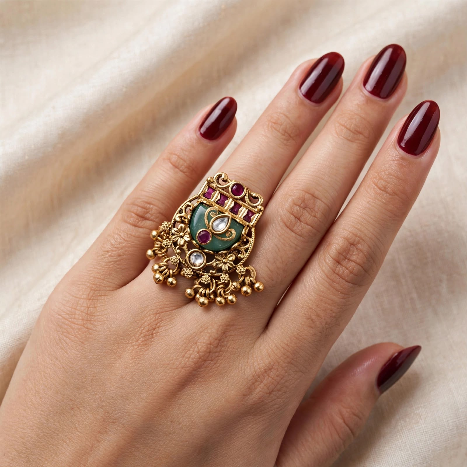 Panna Peacock Drop Ring